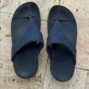 FITFLOP SIZE 8 LULU CRYSTAL EMBELLISHMENT SANDALS SHOES FLIP FLOP